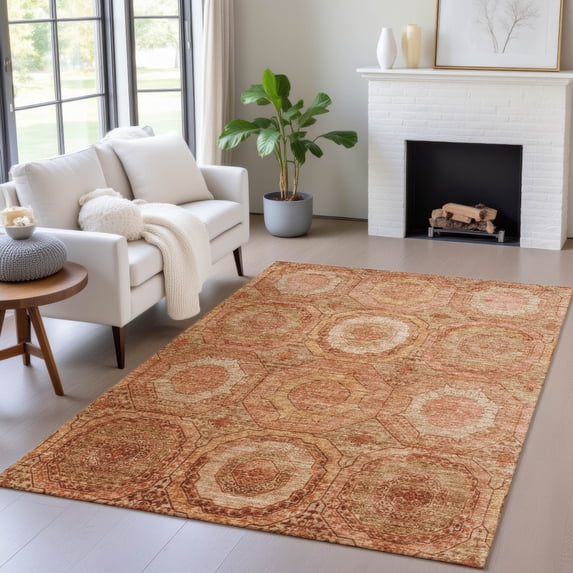Addison Rugs Chantille Indoor/Outdoor Transitional Panel Terracotta Machine Washable Rectangle Rug, 9' x 12'