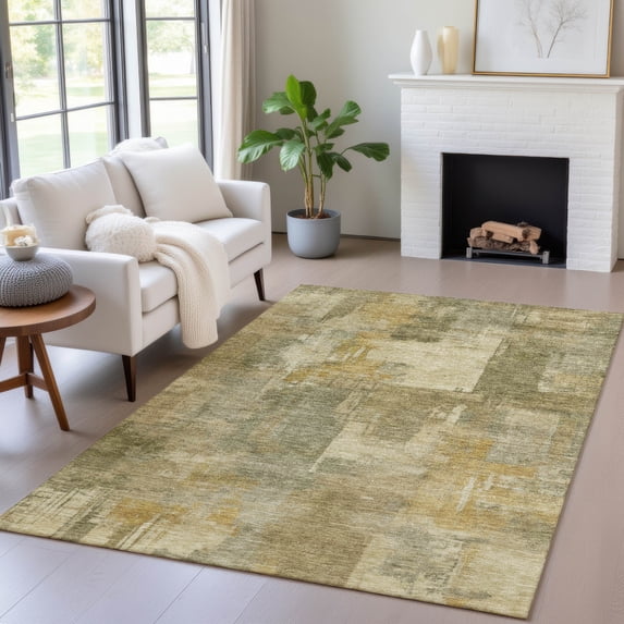 Addison Rugs Chantille Indoor/Outdoor Transitional Abstract Khaki Machine Washable Rectangle Rug, 3' x 5'
