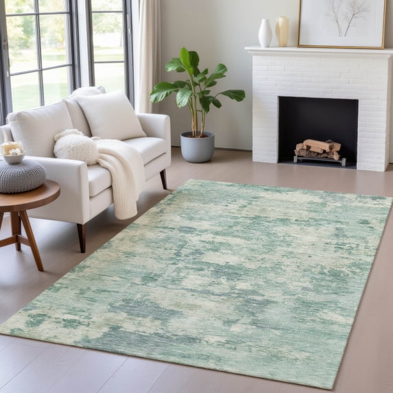 Addison Rugs Chantille Indoor/Outdoor Transitional Abstract Teal Machine Washable Rectangle Rug, 9' x 12'