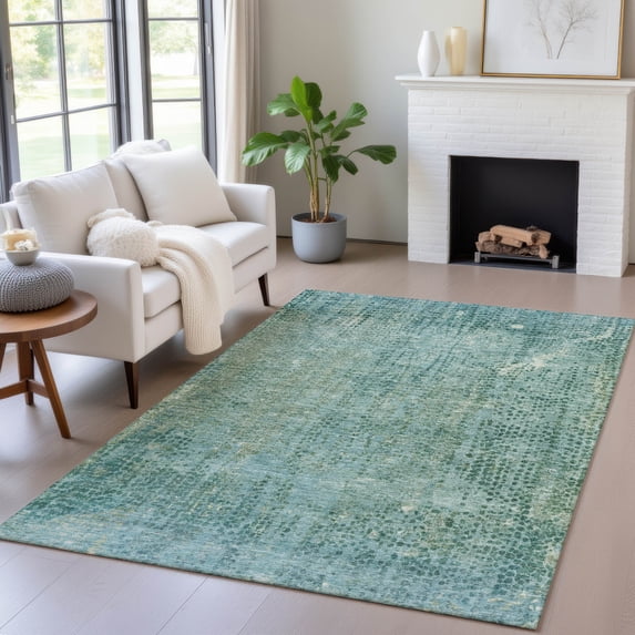 Addison Rugs Chantille Indoor/Outdoor Transitional Abstract Teal Machine Washable Rectangle Rug, 9' x 12'
