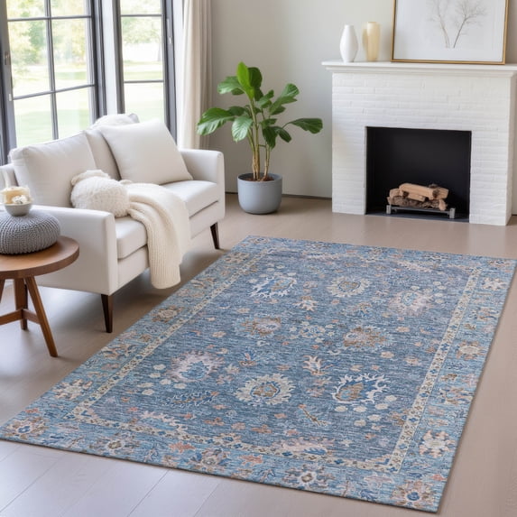 Addison Rugs Chantille Indoor/Outdoor Traditional Global Blue Machine Washable Rectangle Rug, 5' x 7'6"