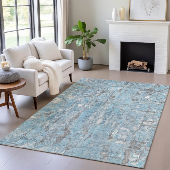 Addison Rugs Chantille Indoor/Outdoor Transitional Abstract Denim Machine Washable Rectangle Rug, 8' x 10'
