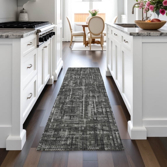 Addison Rugs Chantille Indoor/Outdoor Transitional Stripes Charcoal Machine Washable Runner Rug, 2'3" x 7'6"