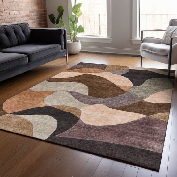 Addison Rugs Chantille Indoor/Outdoor Transitional Abstract Chocolate Machine Washable Rectangle Rug, 5' x 7'6"