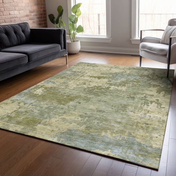 Addison Rugs Chantille Indoor/Outdoor Transitional Abstract Green Machine Washable Rectangle Rug, 5' x 7'6"