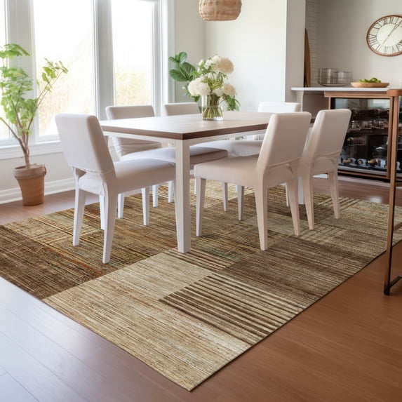 Addison Rugs Chantille Indoor/Outdoor Transitional Geometric Brown Machine Washable Rectangle Rug, 10' x 14'