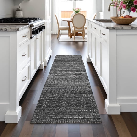 Addison Rugs Chantille Indoor/Outdoor Transitional Stripes Charcoal Machine Washable Runner Rug, 2'3" x 7'6"