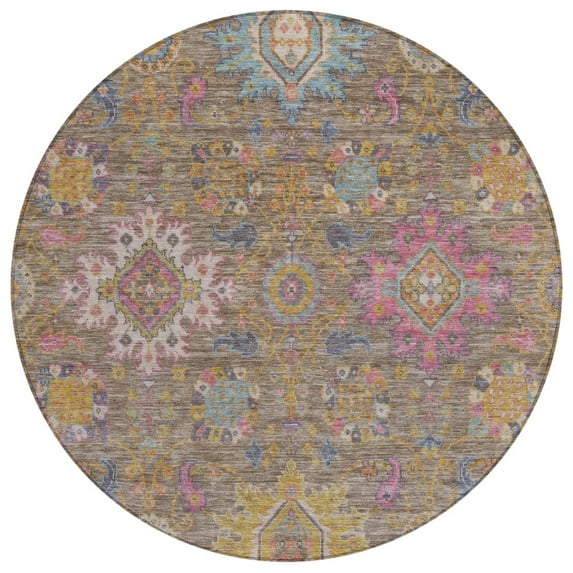 Dalyn Rugs Machine Washable Indoor/Outdoor Chantille ACN2151 Mocha 8' x 8' Round Rug