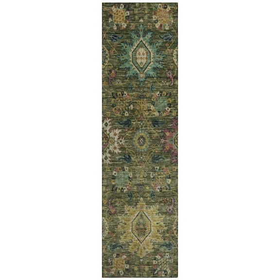 Dalyn Rugs Machine Washable Indoor/Outdoor Chantille ACN2151 Olive 2'3" x 7'6" Runner Rug