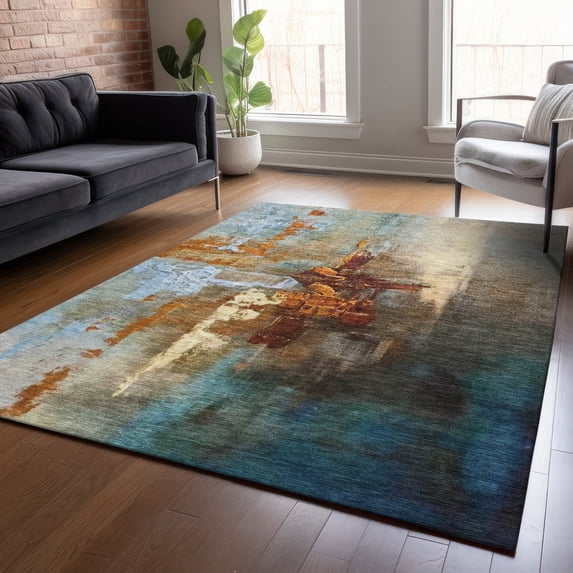 Addison Rugs Chantille Indoor/Outdoor Transitional Abstract Paprika Machine Washable Rectangle Rug, 9' x 12'