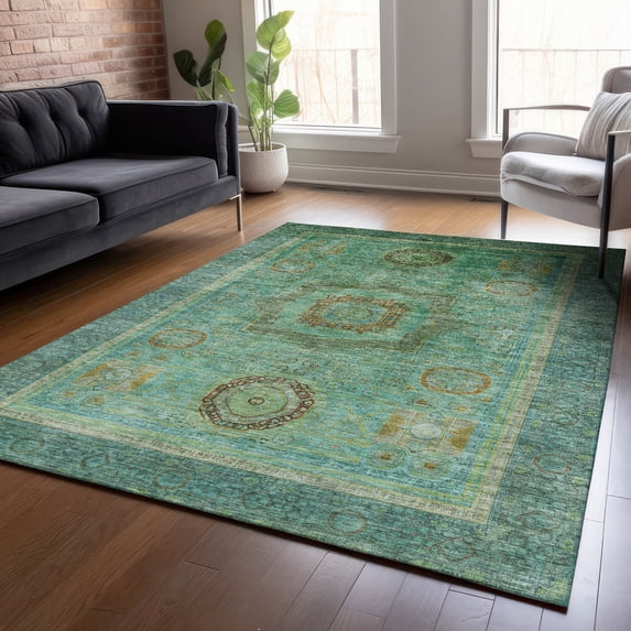Addison Rugs Chantille Indoor/Outdoor Traditional Global Green Machine Washable Rectangle Rug, 5' x 7'6"