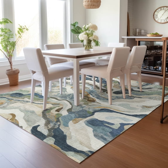 Addison Rugs Chantille Indoor/Outdoor Transitional Modern Denim Machine Washable Rectangle Rug, 9' x 12'