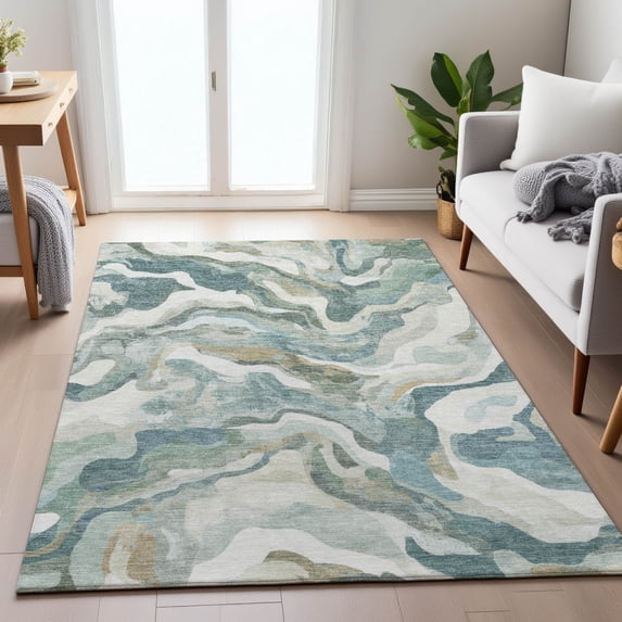 Addison Rugs Chantille Indoor/Outdoor Transitional Modern Teal Machine Washable Rectangle Rug, 9' x 12'