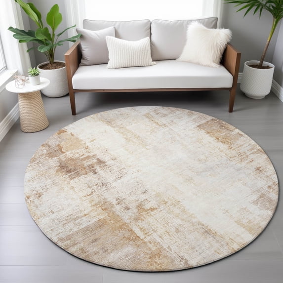 Addison Rugs Chantille Indoor/Outdoor Transitional Modern Copper Machine Washable Round Rug, 8' x 8'