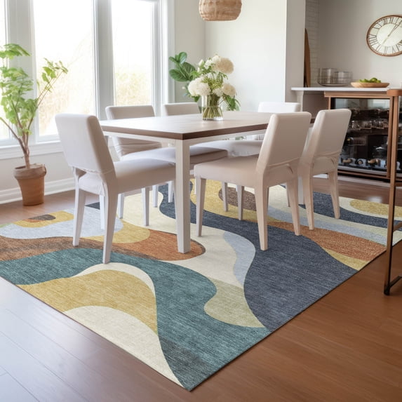 Addison Rugs Chantille Indoor/Outdoor Transitional Swirls Gold Machine Washable Rectangle Rug, 10' x 14'