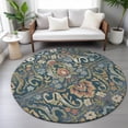 thumbnail image 1 of Addison Rugs Chantille Indoor/Outdoor Transitional Floral Navy Machine Washable Round Rug, 8' x 8', 1 of 8