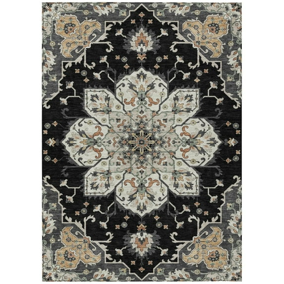 Dalyn Rugs Machine Washable Indoor/Outdoor Chantille ACN2194 Black 3' x 5' Rug
