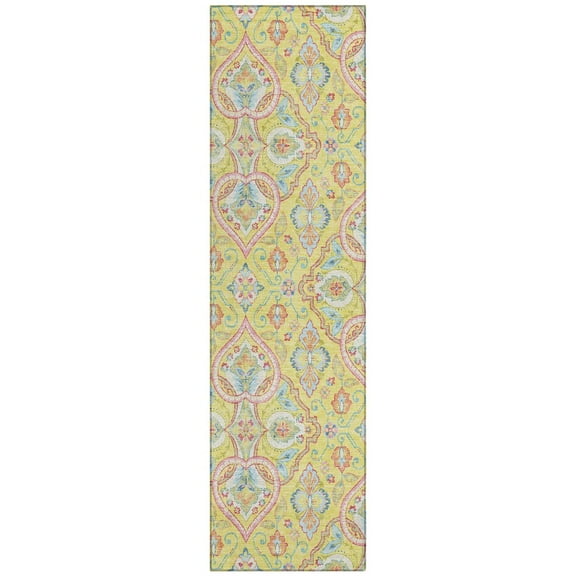 Dalyn Rugs Machine Washable Indoor/Outdoor Chantille ACN2207 Yellow 2'3" x 7'6" Runner Rug