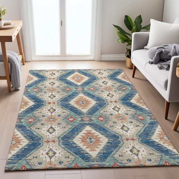 Addison Rugs Chantille Indoor/Outdoor Transitional Moroccan Navy Machine Washable Rectangle Rug, 5' x 7'6"