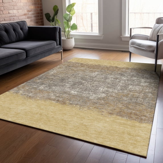 Addison Rugs Chantille Indoor/Outdoor Transitional Stripes Gold Machine Washable Rectangle Rug, 9' x 12'