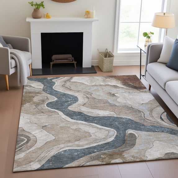 Addison Rugs Chantille Indoor/Outdoor Transitional Abstract Beige Machine Washable Rectangle Rug, 5' x 7'6"