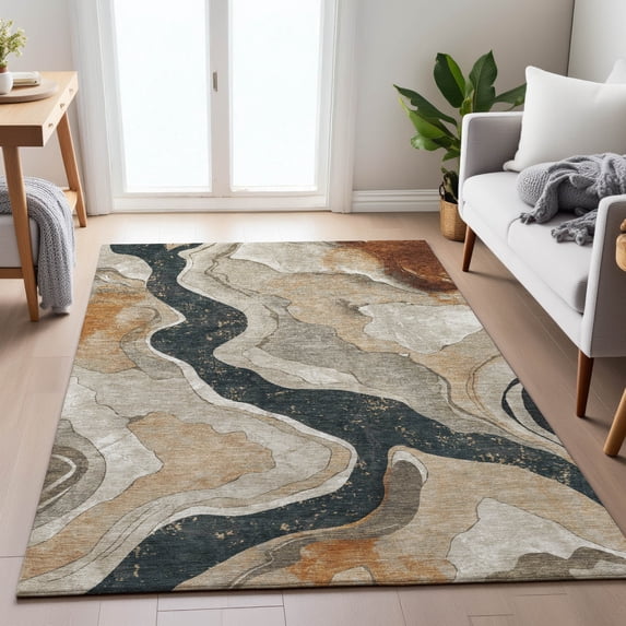 Addison Rugs Chantille Indoor/Outdoor Transitional Abstract Putty Machine Washable Rectangle Rug, 10' x 14'