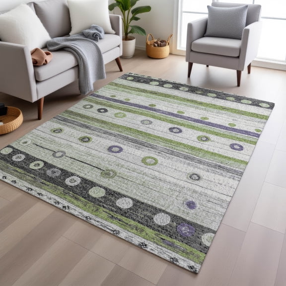 Addison Rugs Chantille Indoor/Outdoor Transitional Stripes Aloe Machine Washable Rectangle Rug, 9' x 12'
