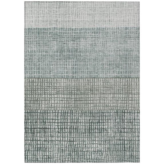 HomeRoots 621988 3 x 5 ft. Aqua & Gray Geometric Washable Transitional Indoor & Outdoor Rectangle Area Rug