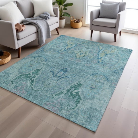 Addison Rugs Chantille Indoor/Outdoor Transitional Modern Blue Machine Washable Rectangle Rug, 10' x 14'