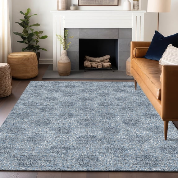 Addison Rugs Chantille Indoor/Outdoor Transitional Damask Blue Machine Washable Rectangle Rug, 10' x 14'