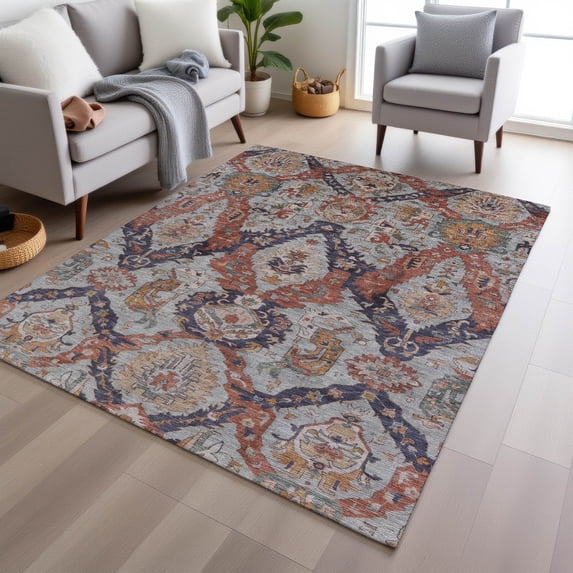 Addison Rugs Chantille Indoor/Outdoor Transitional Panels Blue Machine Washable Rectangle Rug, 10' x 14'