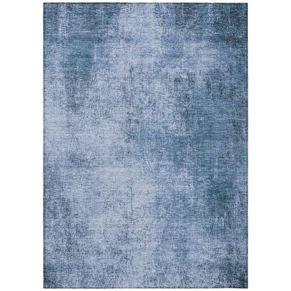 HomeRoots 625306 10 x 14 ft. Blue & Sky Blue Abstract Washable Transitional Indoor & Outdoor Rectangle Area Rug