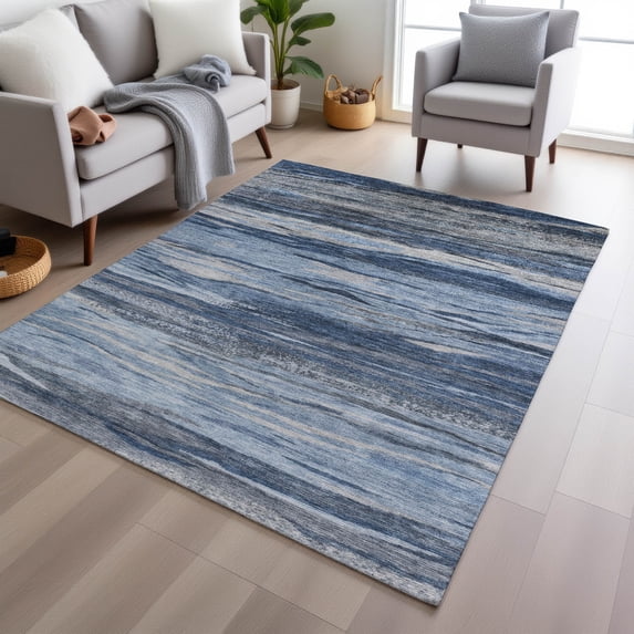 Addison Rugs Chantille Indoor/Outdoor Transitional Waves Blue Machine Washable Rectangle Rug, 10' x 14'