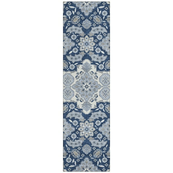 Dalyn Rugs Machine Washable Indoor/Outdoor Chantille Blue 2'3" x 7'6" Runner Rug