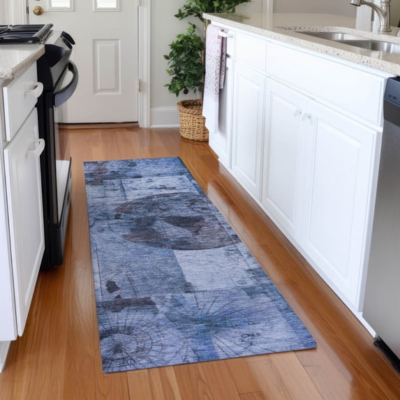 Addison Rugs Chantille Indoor/Outdoor Transitional Global Blue Machine Washable Runner Rug, 2'3" x 7'6"