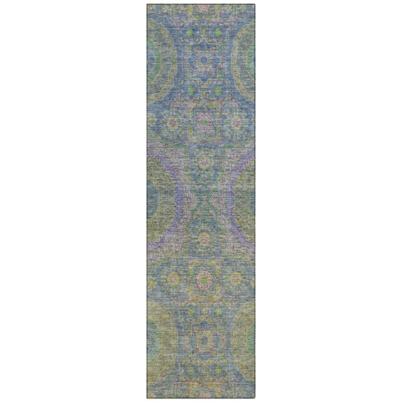 Dalyn Rugs Machine Washable Indoor/Outdoor Chantille Blue 2'3" x 7'6" Runner Rug