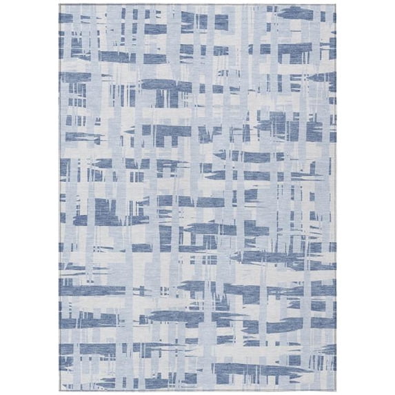 HomeRoots 622683 3 x 5 ft. Blue, Ivory & Sky Blue Striped Washable Transitional Indoor & Outdoor Rectangle Area Rug