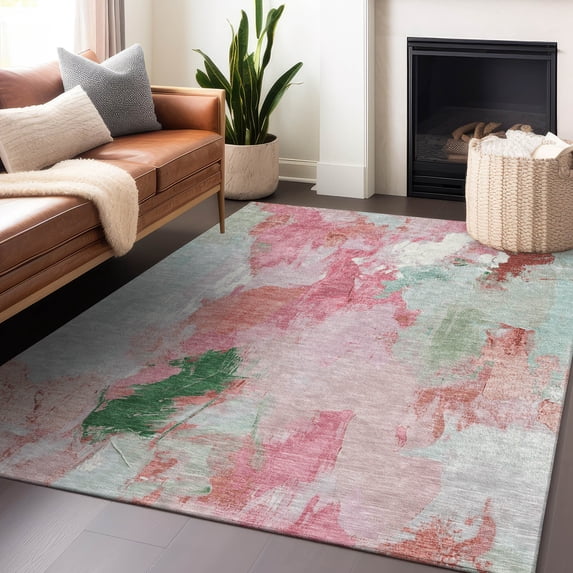 Addison Rugs Chantille Indoor/Outdoor Transitional Abstract Blush Machine Washable Rectangle Rug, 10' x 14'