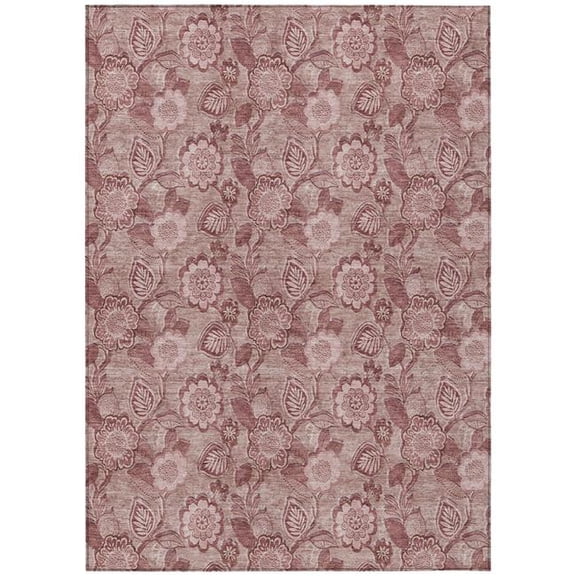 HomeRoots 626594 3 x 5 ft. Blush & Pink Floral Washable Transitional Indoor & Outdoor Rectangle Area Rug