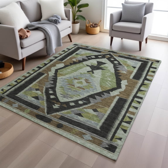 Addison Rugs Chantille Indoor/Outdoor Transitional Tribal Brown Machine Washable Rectangle Rug, 10' x 14'