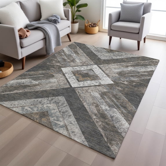 Addison Rugs Chantille Indoor/Outdoor Transitional Geometric Brown Machine Washable Rectangle Rug, 10' x 14'