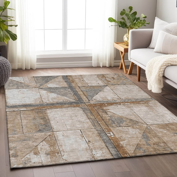 Addison Rugs Chantille Indoor/Outdoor Transitional Geometric Copper Machine Washable Rectangle Rug, 5' x 7'6"