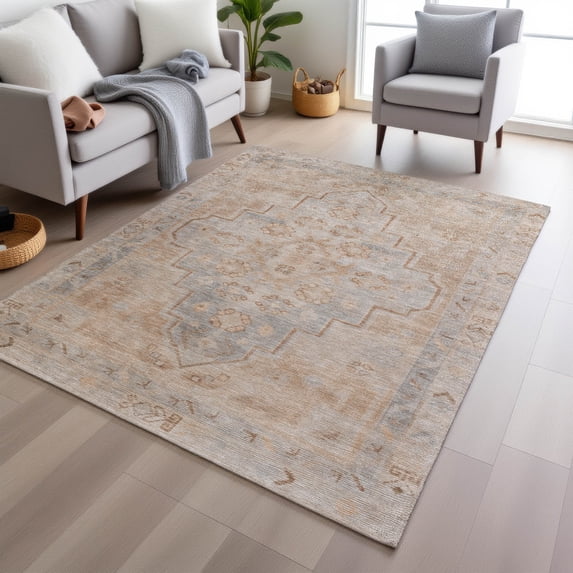 Addison Rugs Chantille Indoor/Outdoor Transitional Border Copper Machine Washable Rectangle Rug, 8' x 10'