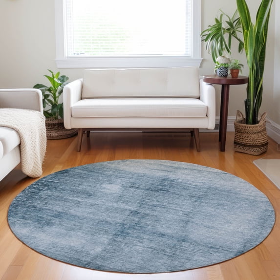 Addison Rugs Chantille Indoor/Outdoor Transitional Modern Denim Machine Washable Round Rug, 8' x 8'