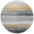 thumbnail image 1 of HomeRoots 623901 8 ft. Gold & Gray Striped Washable Transitional Indoor & Outdoor Round Area Rug, 1 of 1