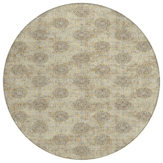 Dalyn Rugs Machine Washable Indoor/Outdoor Chantille Gold 8' x 8' Round Rug