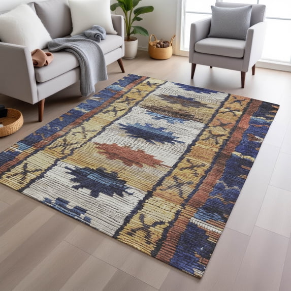 Addison Rugs Chantille Indoor/Outdoor Transitional Tribal Gold Machine Washable Rectangle Rug, 9' x 12'