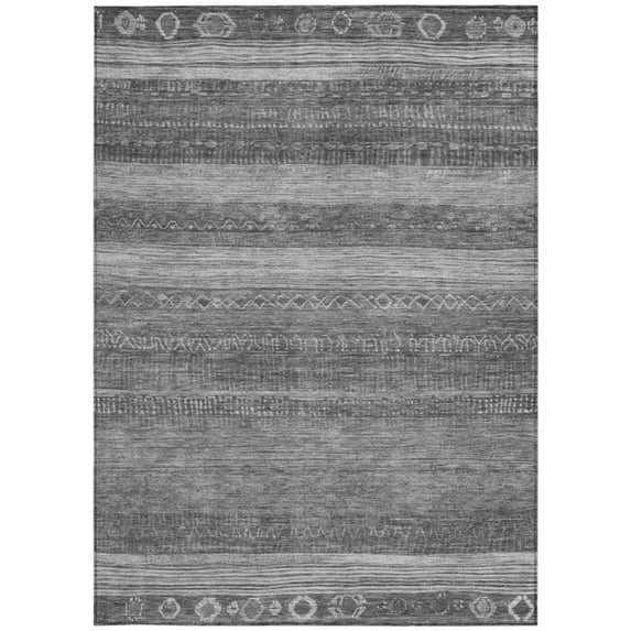 HomeRoots 622611 10 x 14 ft. Gray & Silver Aztec Washable Transitional Indoor & Outdoor Rectangle Area Rug
