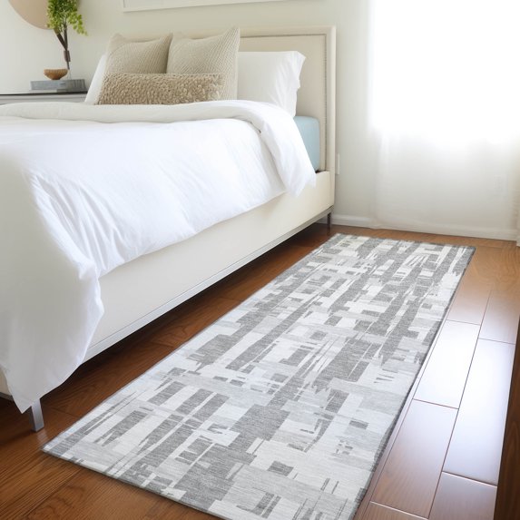 Addison Rugs Chantille Indoor/Outdoor Transitional Stripes Gray Machine Washable Runner Rug, 2'3" x 7'6"