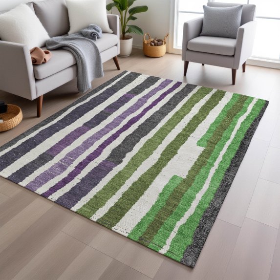 Addison Rugs Chantille Indoor/Outdoor Transitional Stripes Gray Machine Washable Rectangle Rug, 3' x 5'
